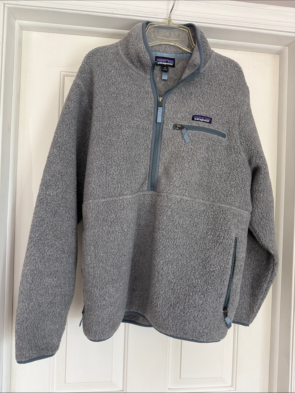Patagonia Gray High-Pile Zip Pullover Fleece